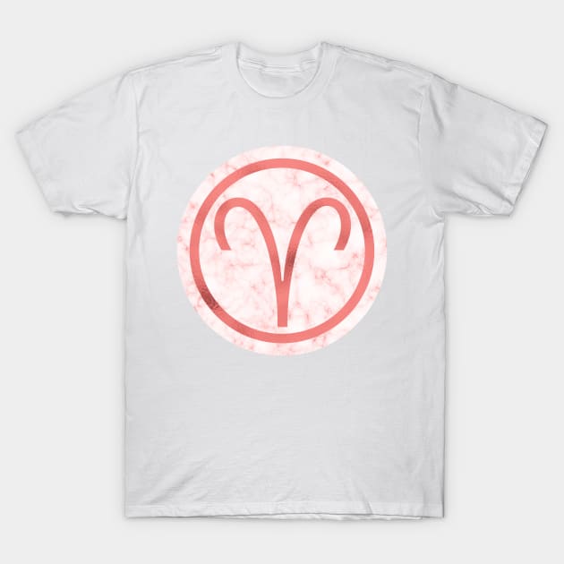 Living Coral Marble Zodiac - Aries T-Shirt by BiscuitSnack